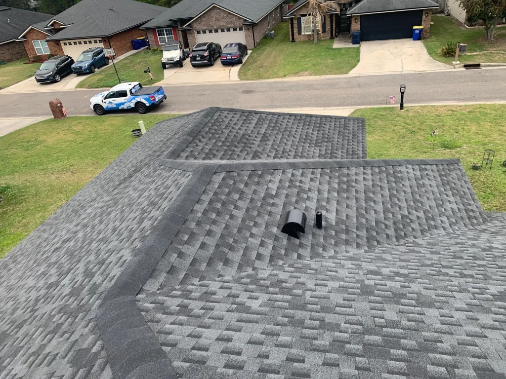 Bigfoot Roofing Truck at residential home
